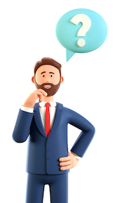 3d Illustration Of Cute Thinking Man With Question Mark In Speech Bubble. Cartoon Pensive Businessma | MiddleWeb